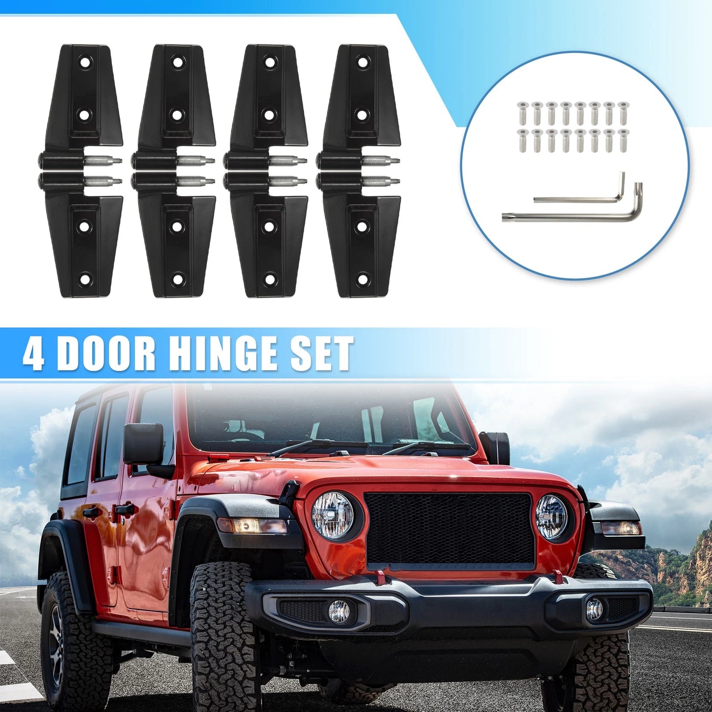 4 Door Hinge Set for Jeep Wrangler JK (2007-2018)