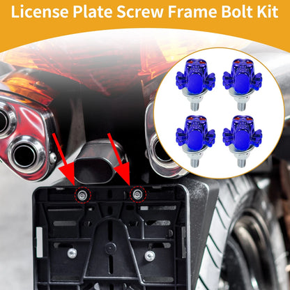 License Plate Screws Cover 38mm Blue 4Pcs for Universal Motorcycle M6