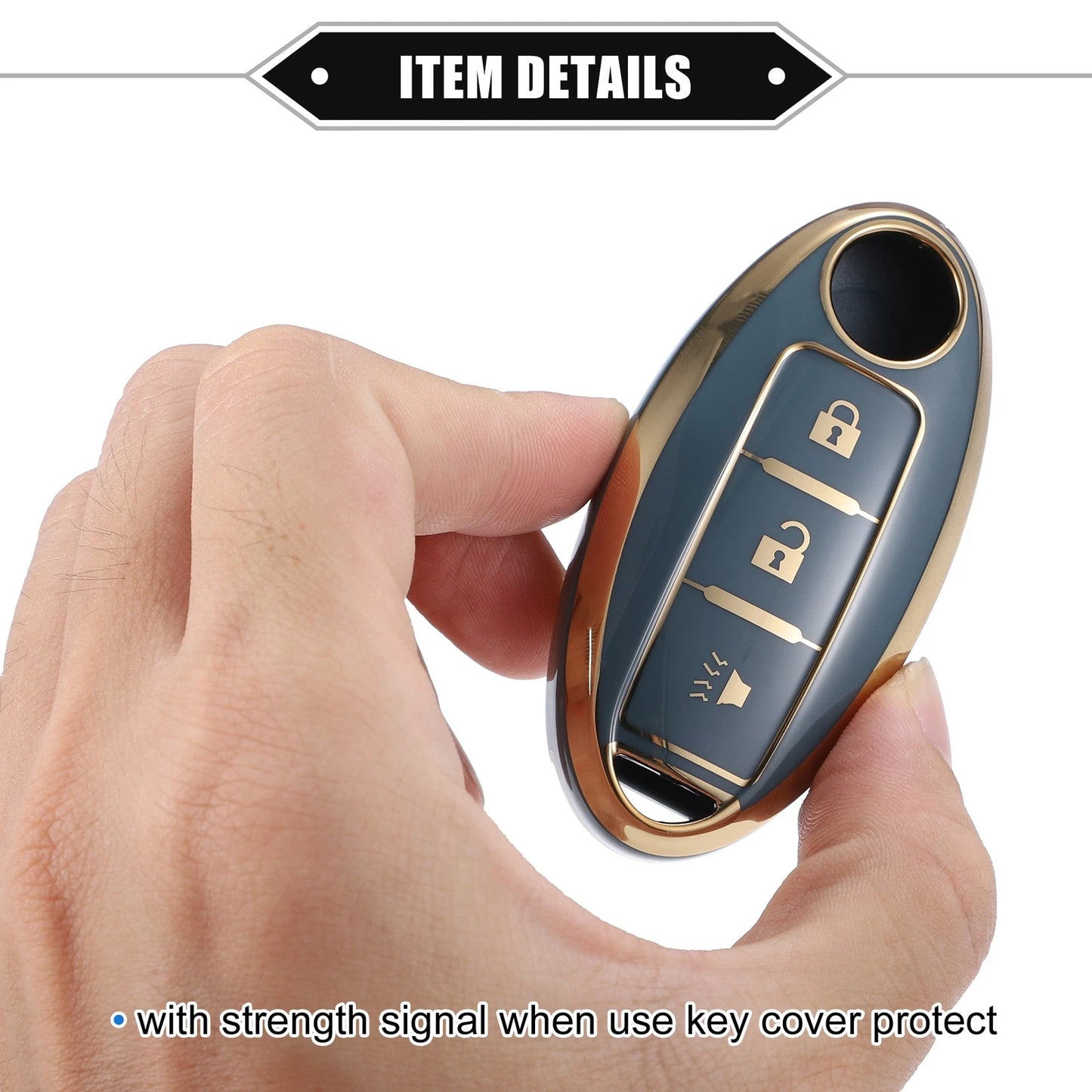 3 Button Key Fob Shell Cover Case for Nissan Altima Armada TPU Blue