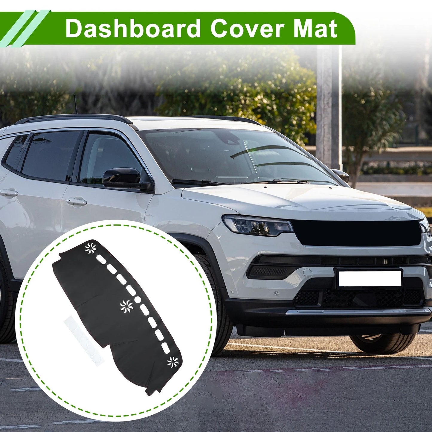 Dashboard Cover Mat for Jeep Compass 2017-2021 - Black Red Carpet