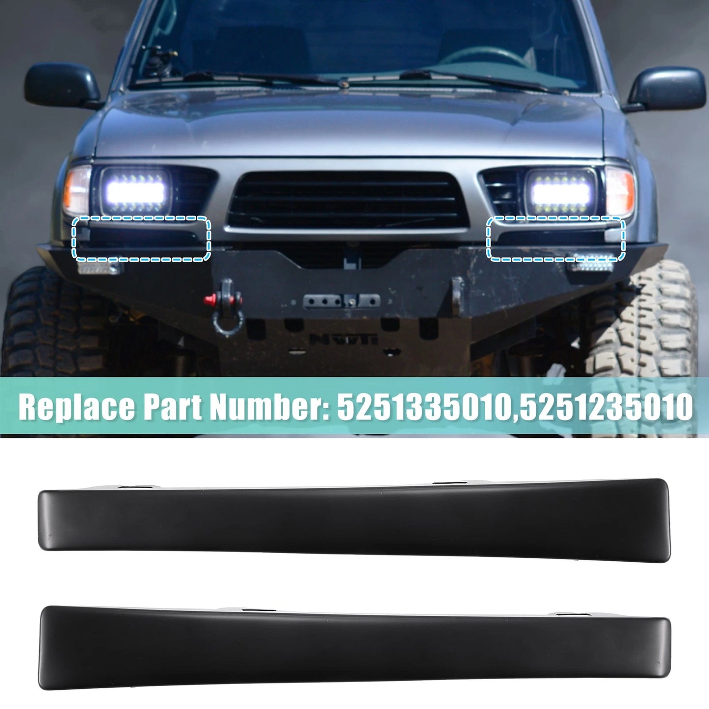 1 Pair Front Headlight Bumper Grille Filler for Toyota