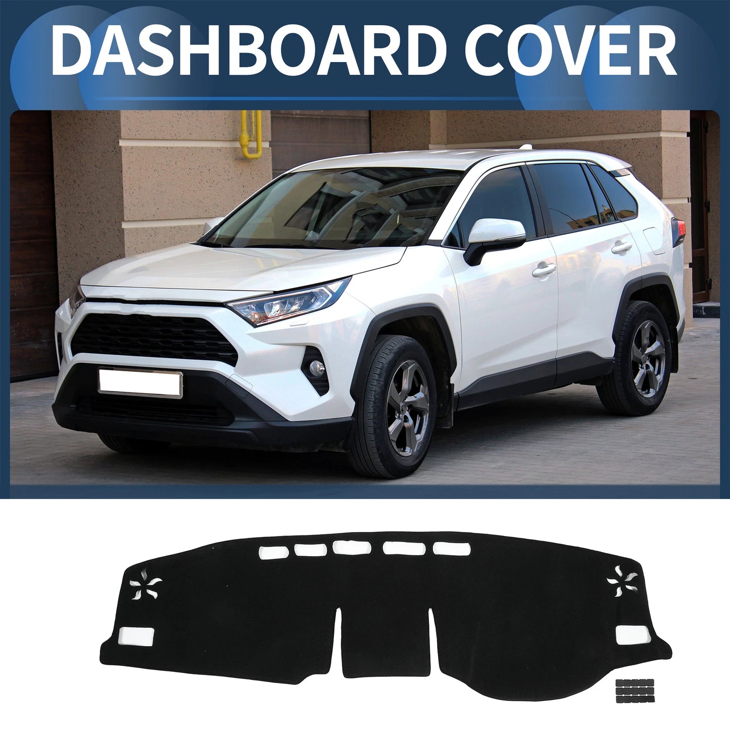 Dashboard Cover Mat for Toyota RAV4 (2020-2024) Sun Protector Pad Black 1 Set