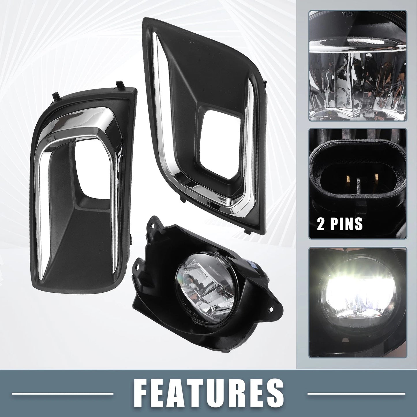 Fog Driving Lights Bezels with Switch Harness for Toyota Sequoia (2001-2023)