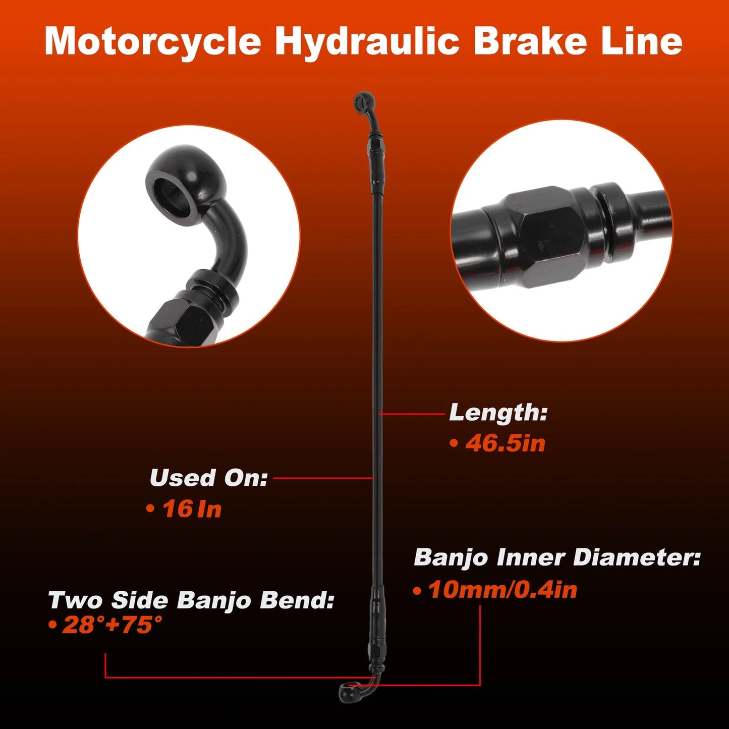 46.5" Hydraulic Brake Line Kit for Harley Sportster XL (2004–2024)