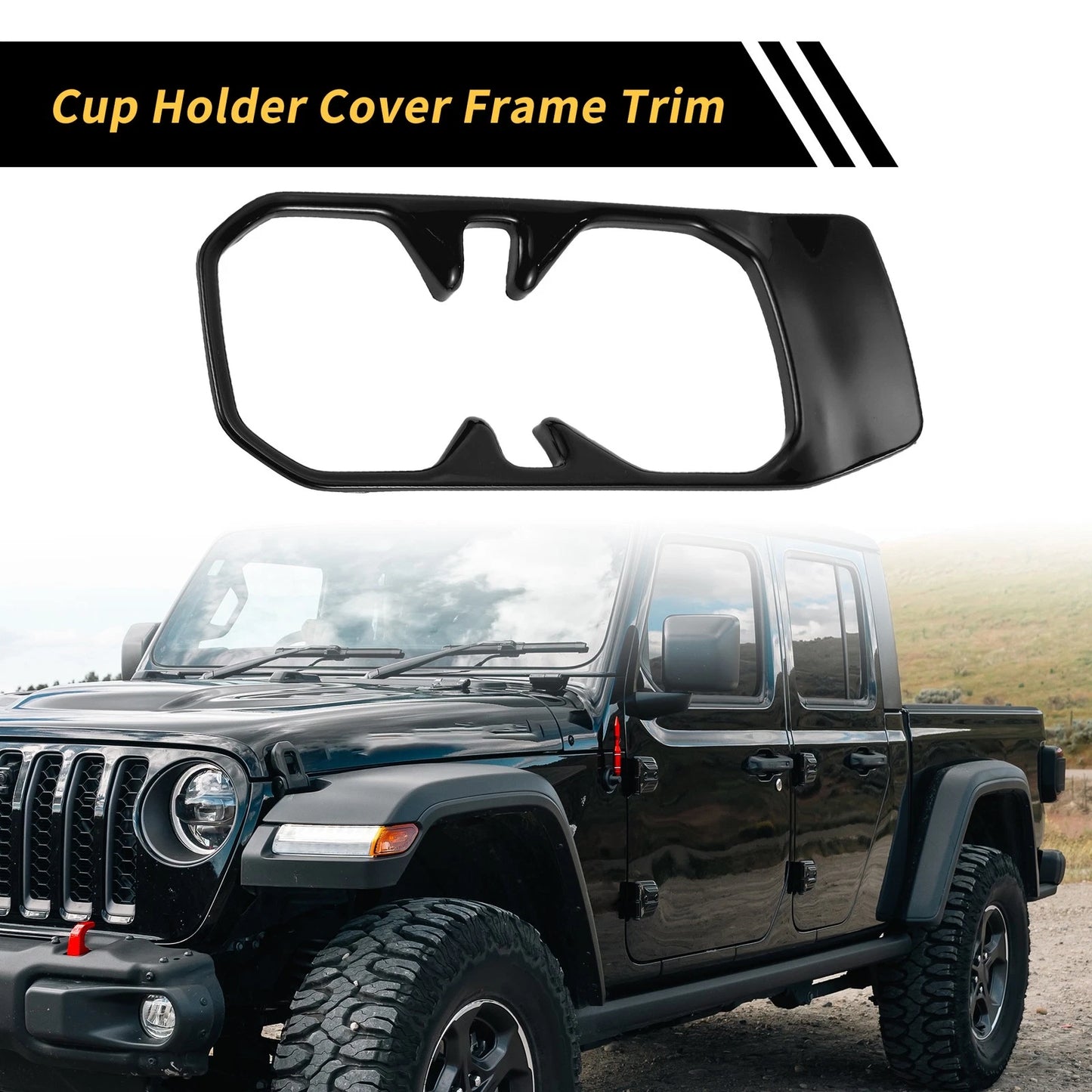 Cup Holder Cover Trim for Jeep Wrangler JL JLU (2018-2024) Black 1 x Pc