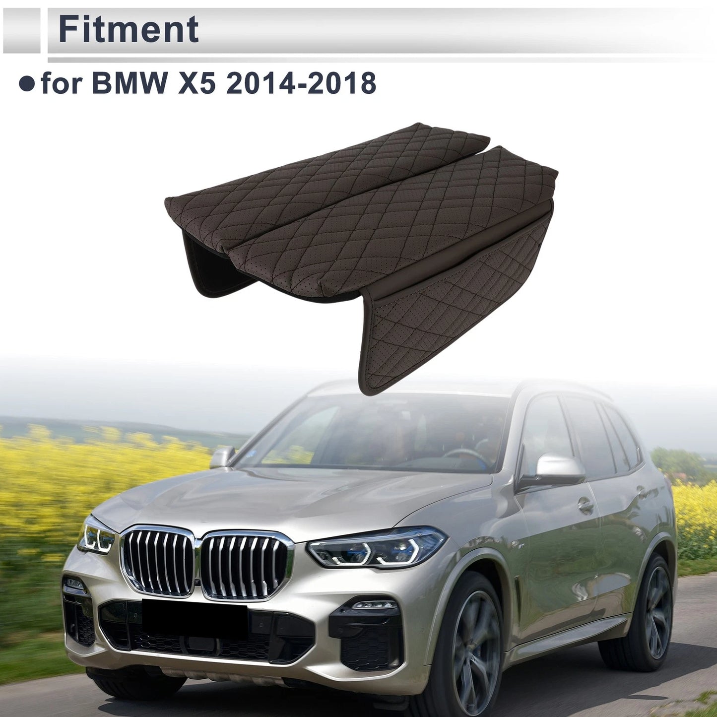 Car Center Console Cover for BMW X5 (2014-2018) - Deep Brown, 1 Pair