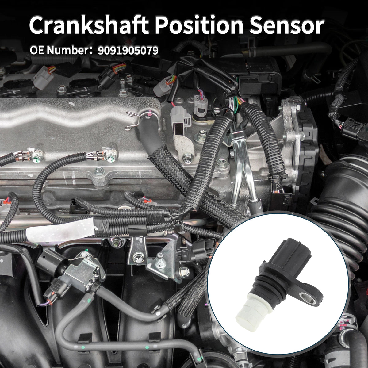 Crankshaft Position Sensor for Toyota Vitz F 1.3L (2005-2010) - 1 Pc Black