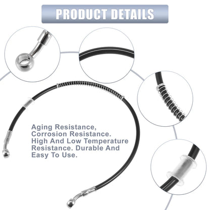 Oil Hose Pipe 23.62" 10mm Hydraulic Brake Line Black for Motorcycle