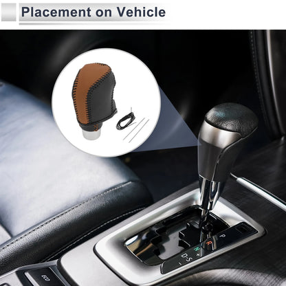 Brown Black Faux Leather Gear Shift Knob Cover for Toyota Camry (2019-2022)