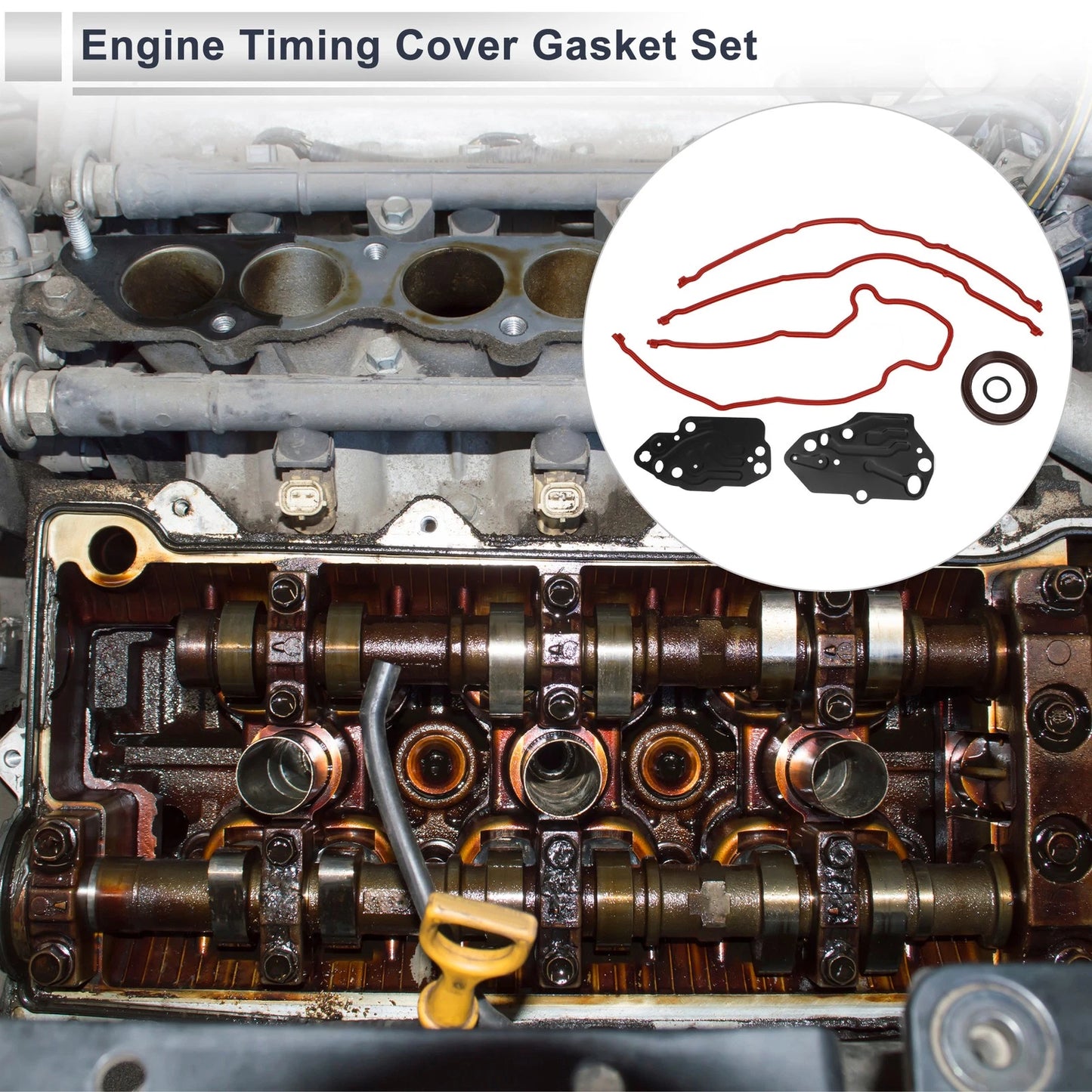 Engine Timing Cover Gasket Seal Set for Ford Lincoln 5.4L (2004-2008)