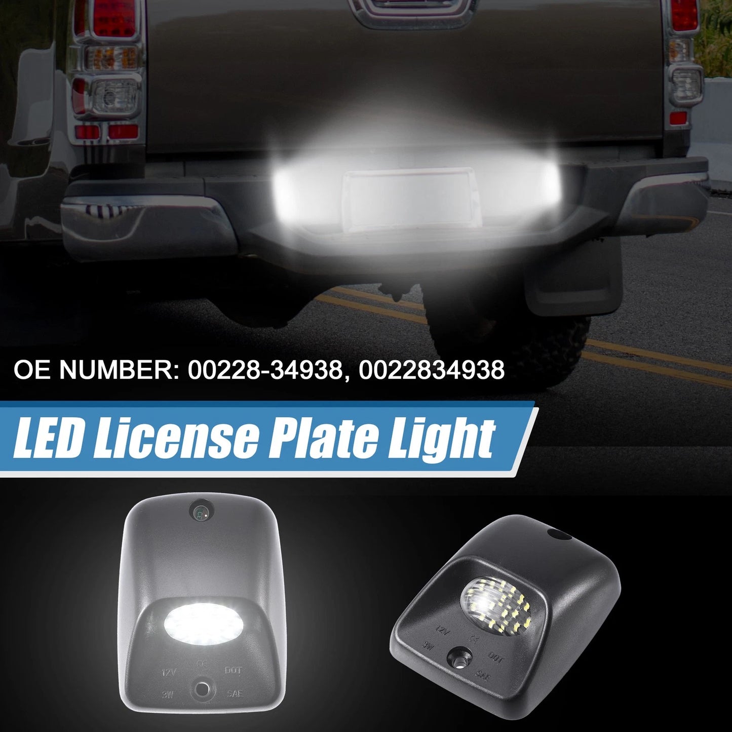 Pair White LED License Plate Light Assembly for Toyota