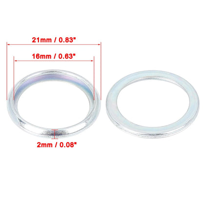 6 x M16 Silver Tone Oil Drain Plug Gaskets for Subaru