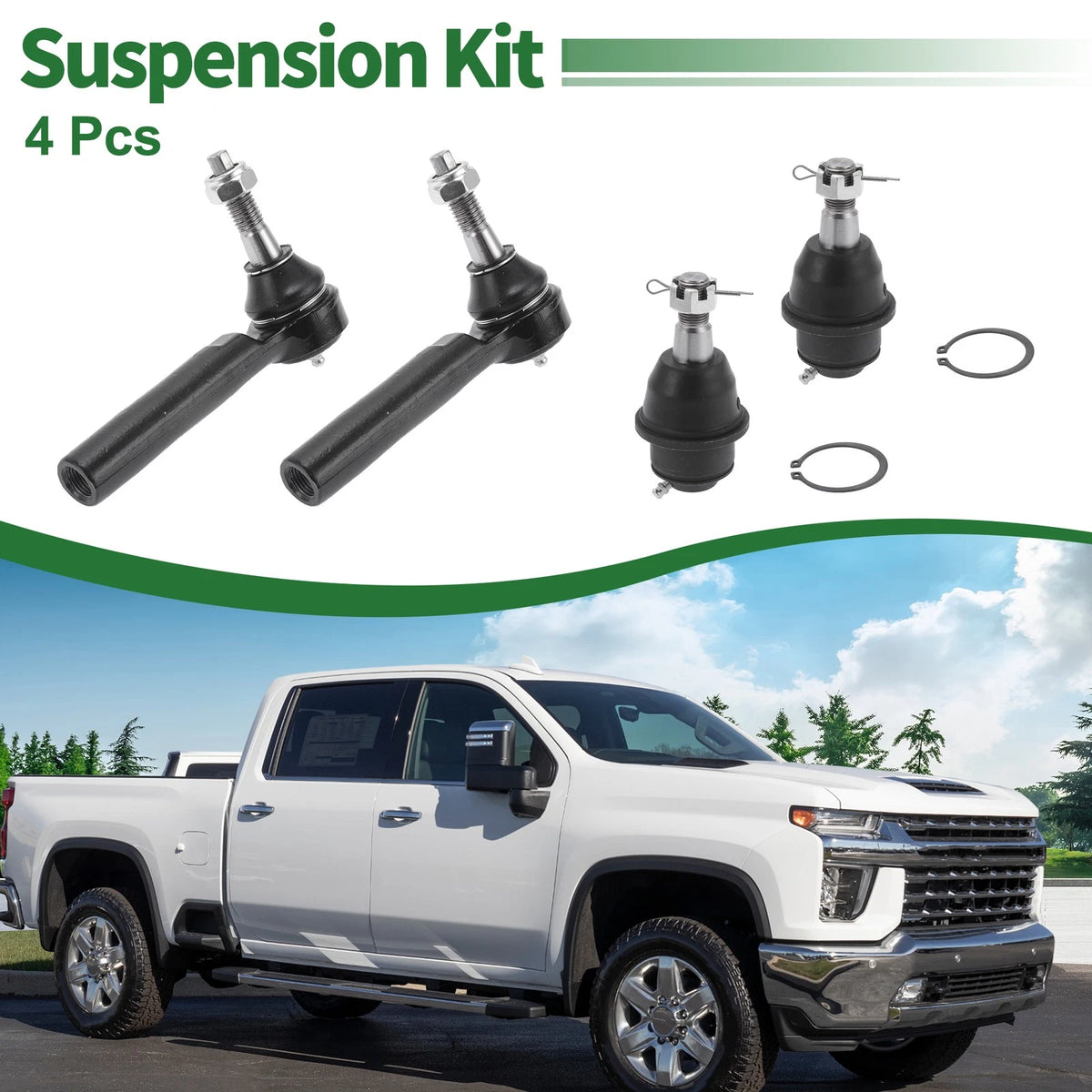 4 x Front Suspension Kit Tie Rod Ends Ball Joints for Chevrolet Silverado 1500