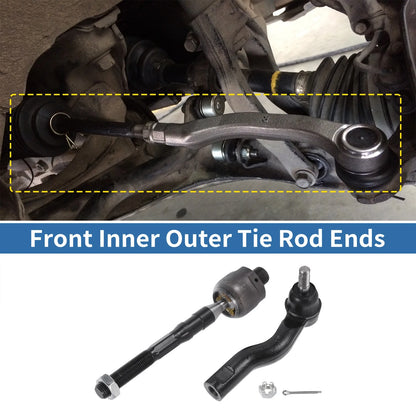 4 x Front Inner Outer Tie Rod Ends for Ford Fusion, Lincoln MKZ (2006-2020)