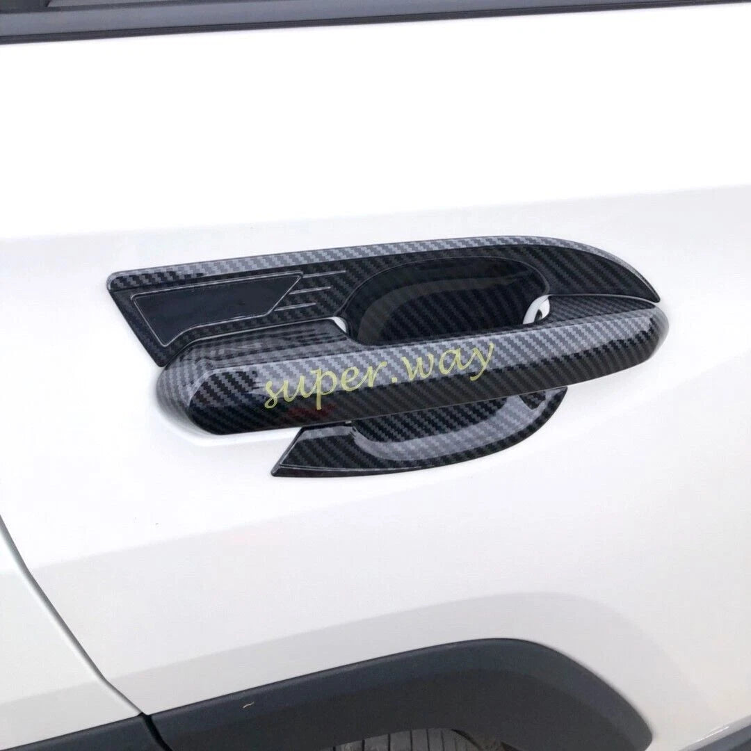 ABS Carbon Fiber Door Handle Bowl Cup Covers for Toyota Highlander (2020–2024)