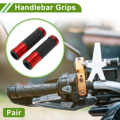 7/8" 22mm Motorcycle Hand Grips Cover Aluminum Alloy Rubber Red for Make Model