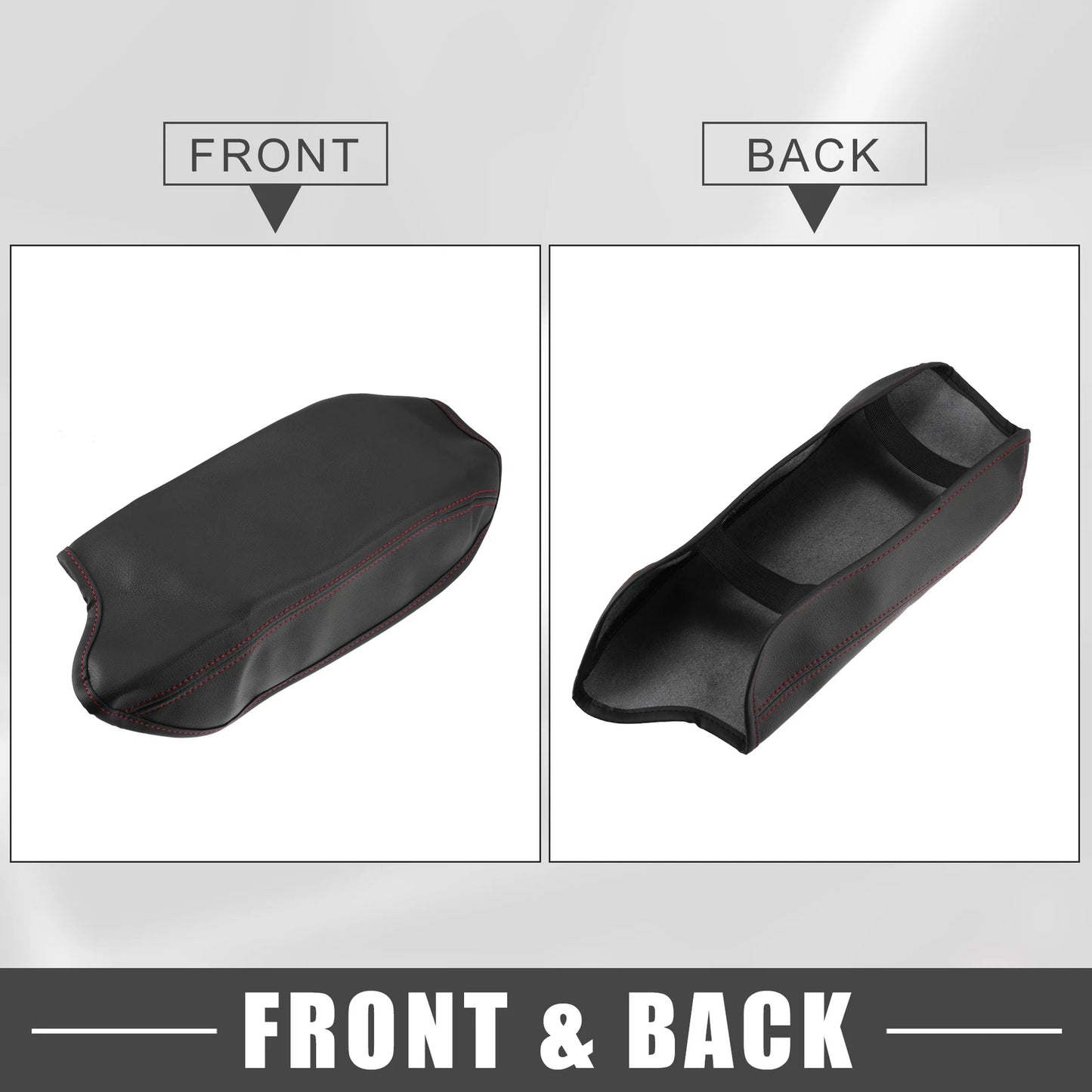 Center Console Armrest Cover for Ford Ranger (2019-2021) Black Red Stitch