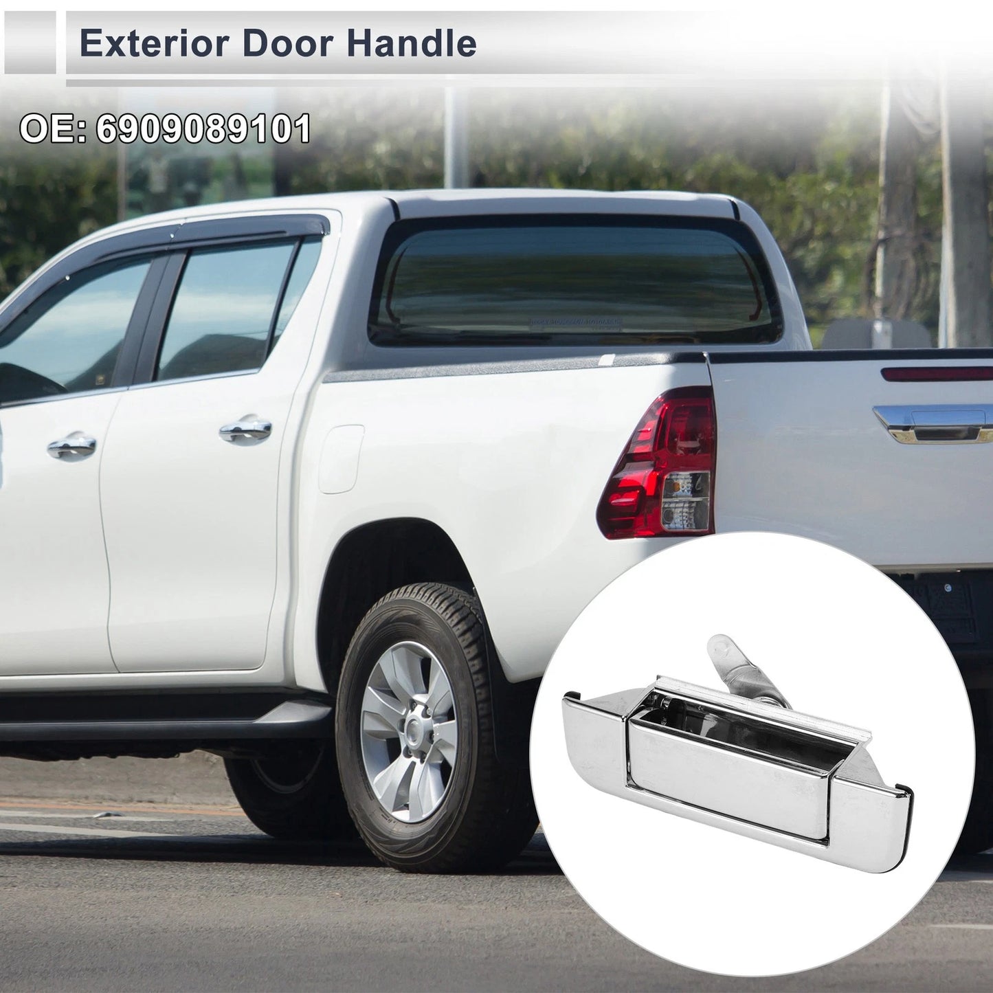 Exterior Door Tailgate Handles for Toyota Pickup (1989-1995) Silver Tone