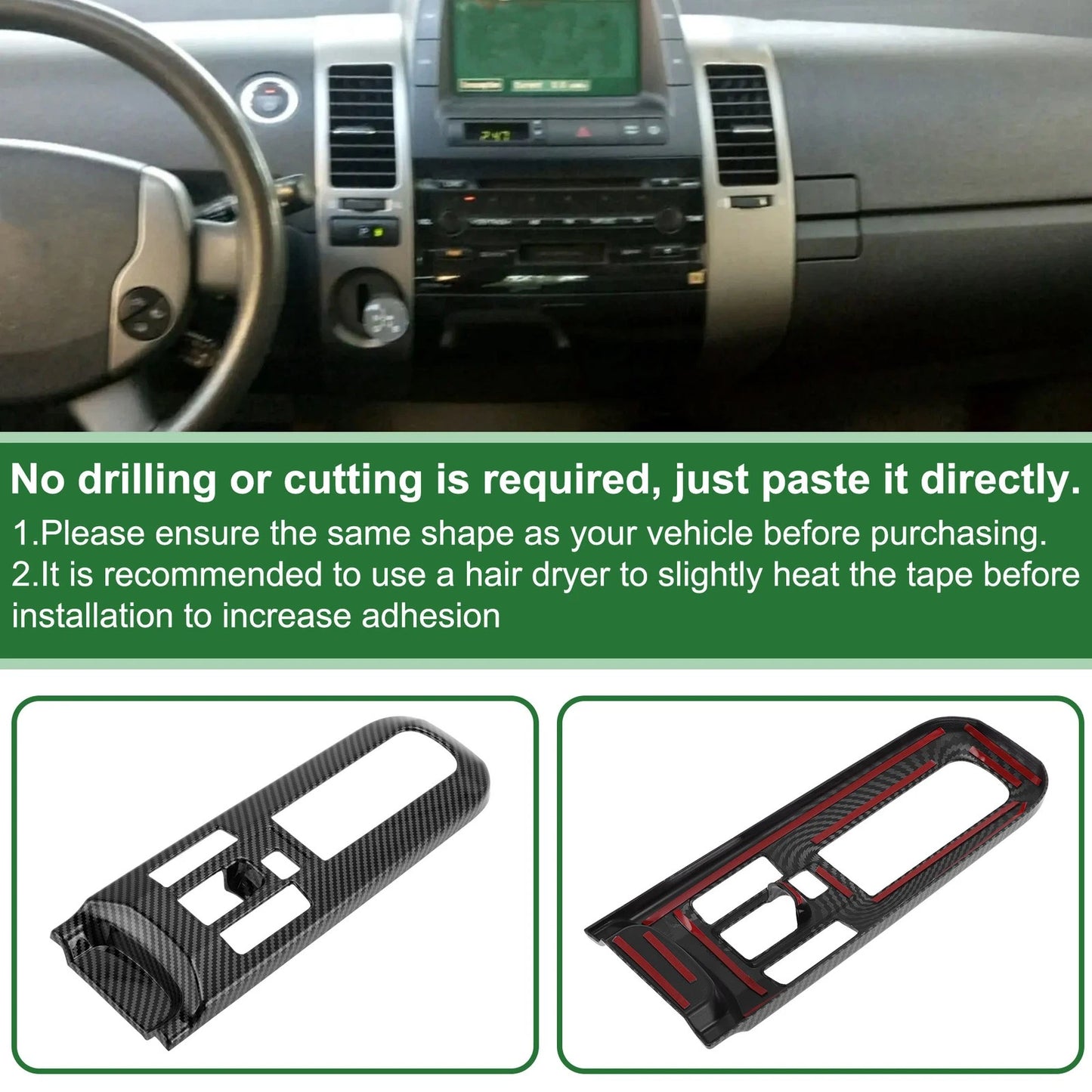 Control Gear Shift Panel Trim Cover for Toyota Prius (2016-2023)