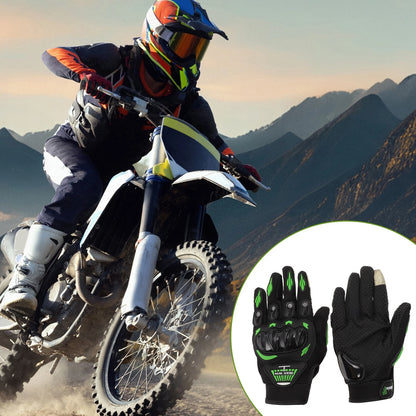 L / 1Pair / Motorcycle Gloves Breathable Full Finger Nylon Outdoor Green for Motorcycle