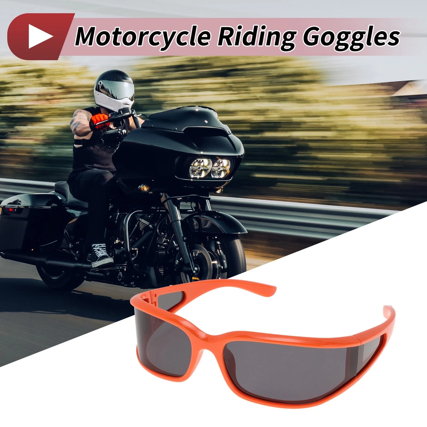 Motorcycle Riding Goggles Gray Lens Orange Red Frame Tri-acetel Cellulose