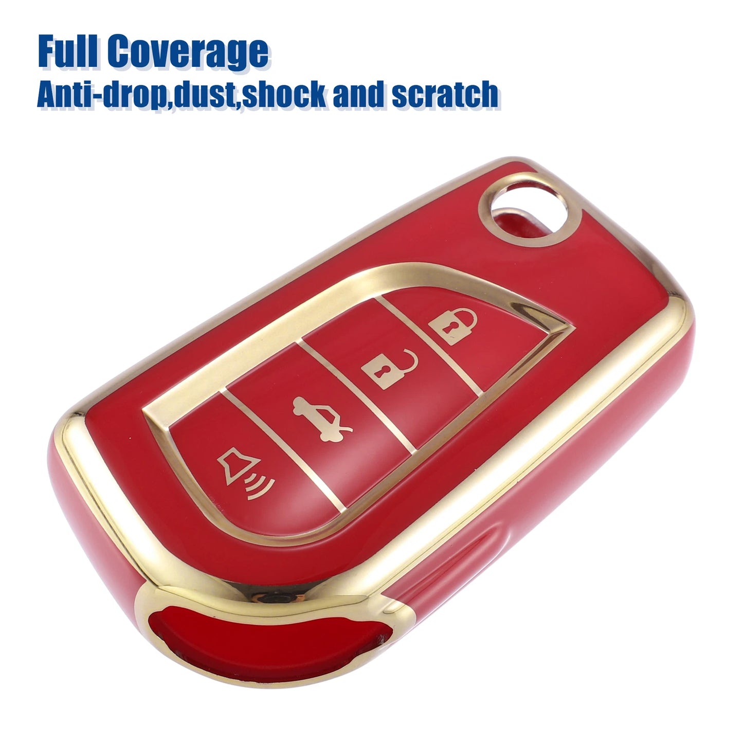 TPU Remote Key Fob Case Cover 4 Button for Toyota RAV4 LE (2019-2020) Red