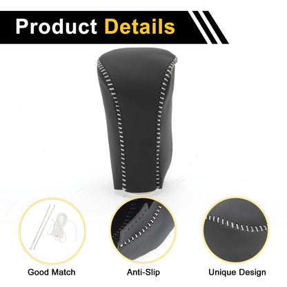 Car Gear Shift Knob Cover for Honda Accord (2008-2012) - Black Gray Faux Leather