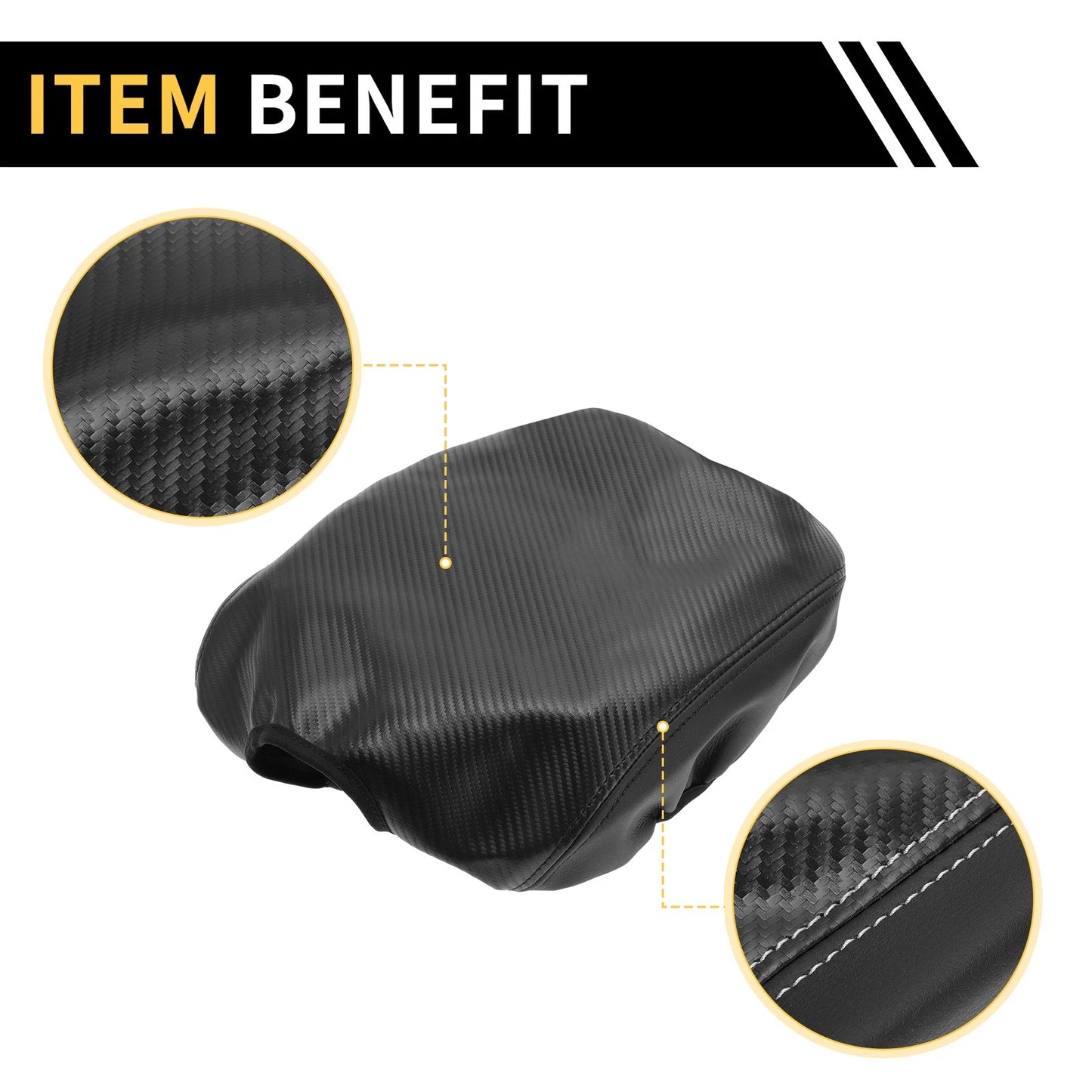 Arm Rest Cover for Ford F-150 Microfiber Leather Carbon Fiber Black (2004-2023)