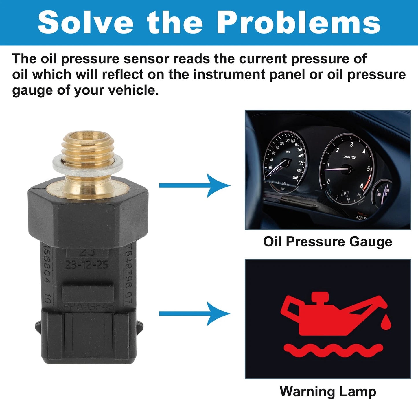 Oil Pressure Sensor for BMW E60 E61 E63 E64 E81 E83 E87 E88 E90 E91 E92 (2001-2013)