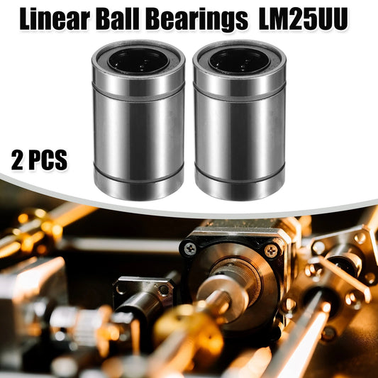 2 x LM25UU 25mm IDx40mm ODx59mm Ball Bearings Silver Tone for Car