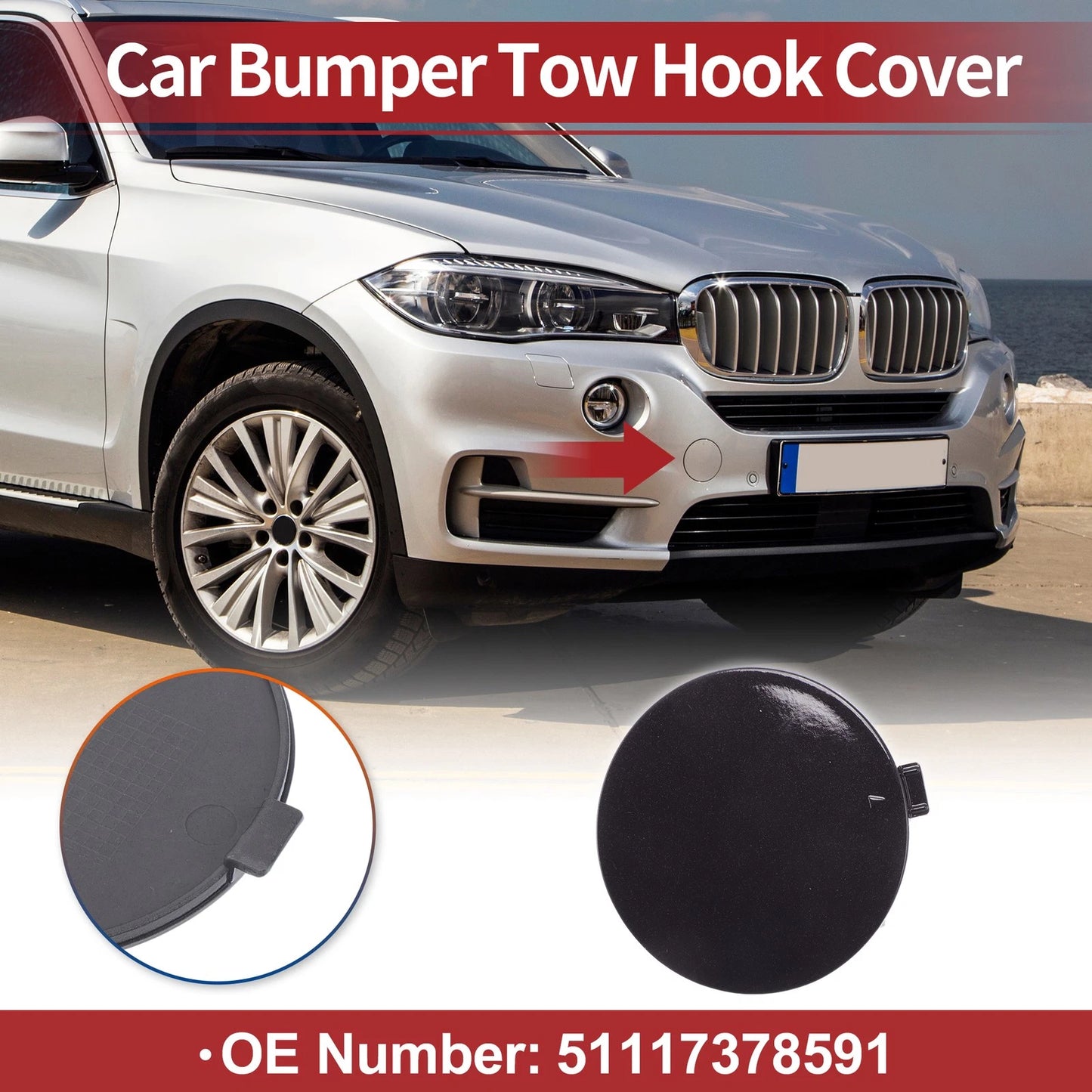 Front Car Bumper Tow Hook Cover for BMW X5 F15 (2014-2018) - Brown 1 x Cover