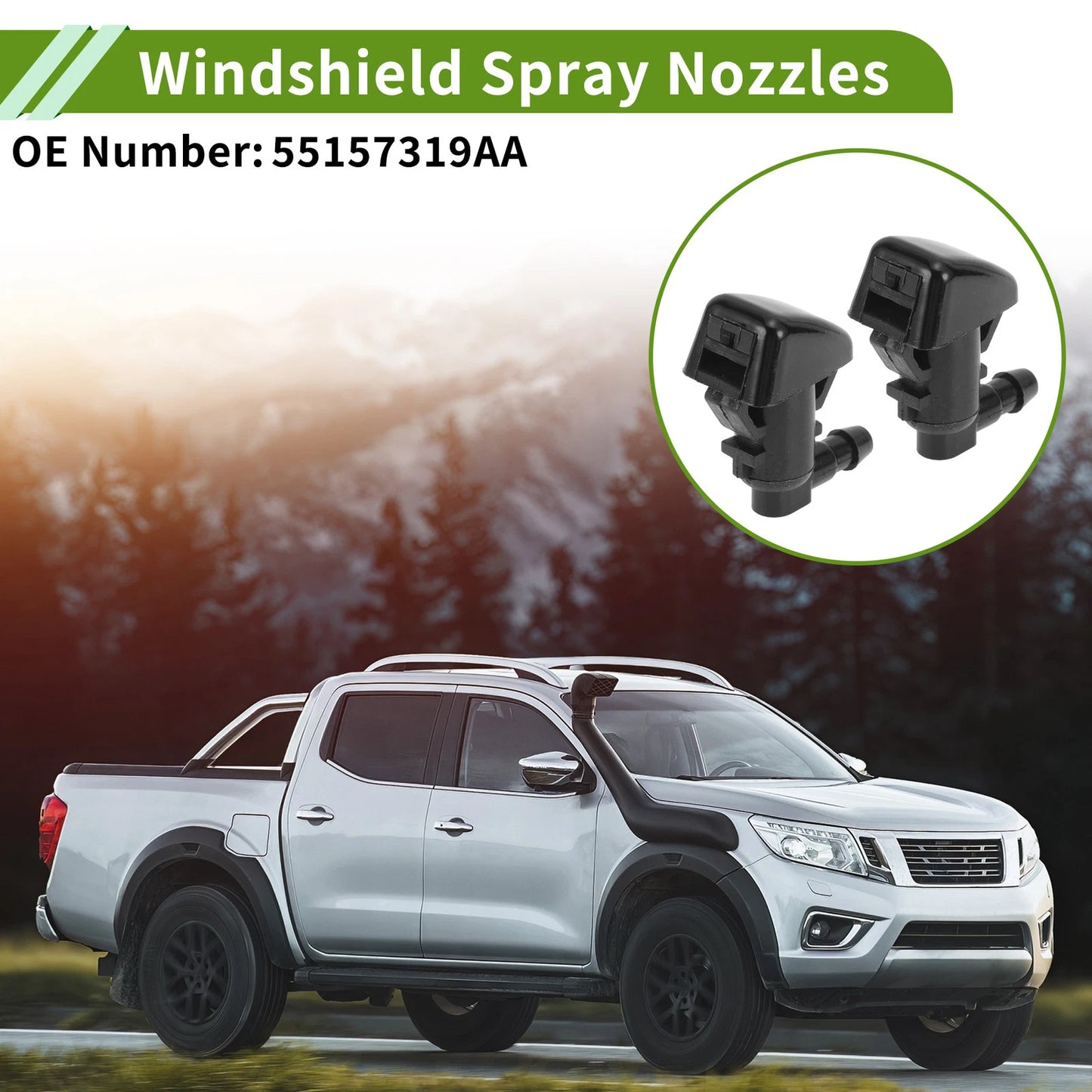 Windshield Washer Nozzle With Hose Connector for Jeep