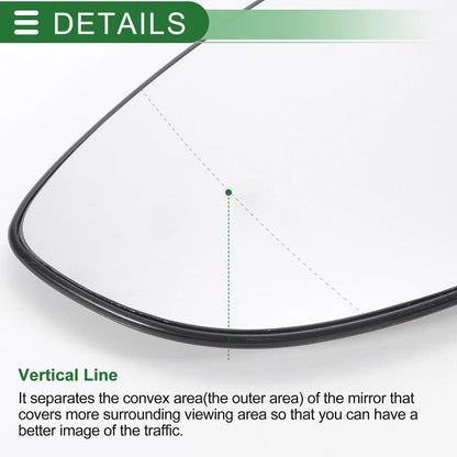 Left Side White Mirror Glass w/ Back Aspherical for Ford B Max (2012-2019)