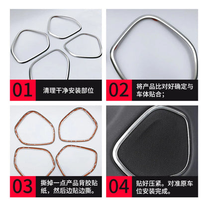 Chrome Door Side Speaker Grille Cover Trim Frame For Volvo XC60 2018-2021