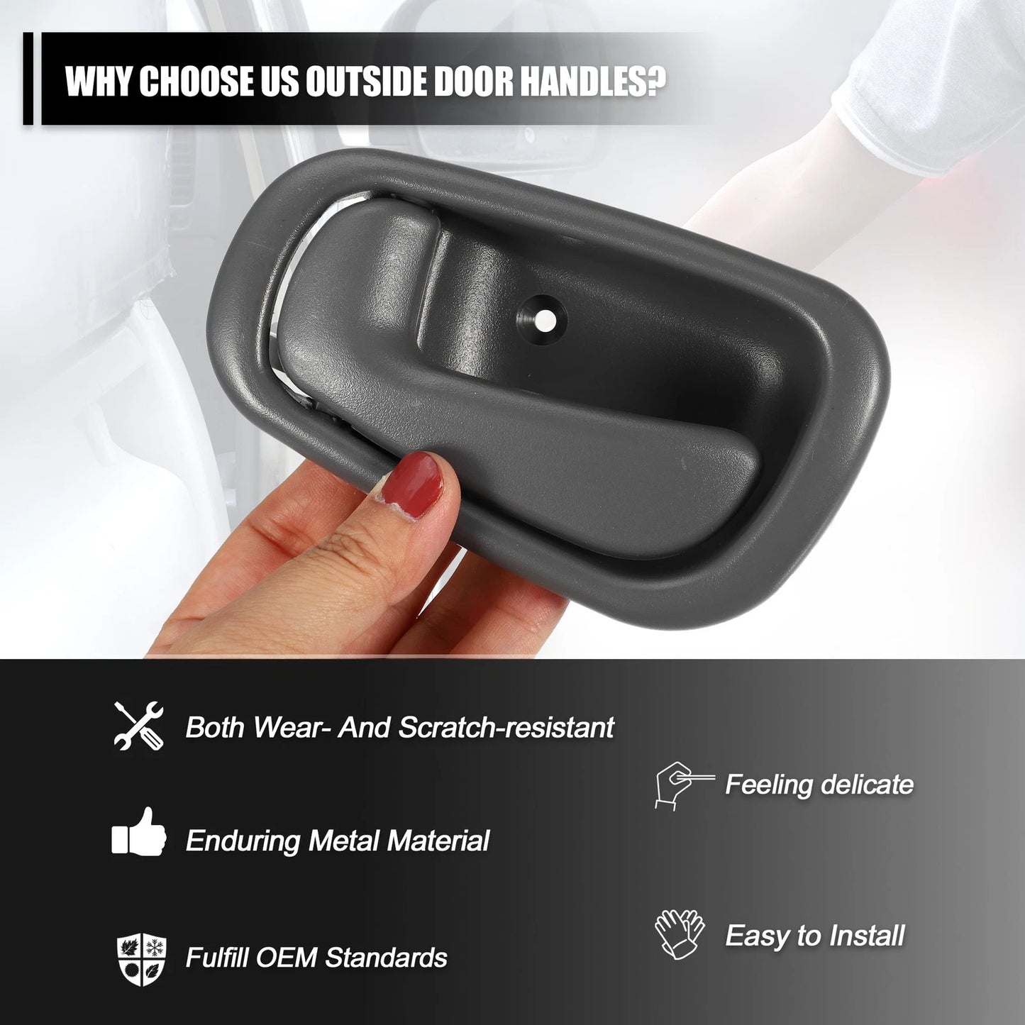2 x Front Rear Interior Door Handles for Toyota  Gray