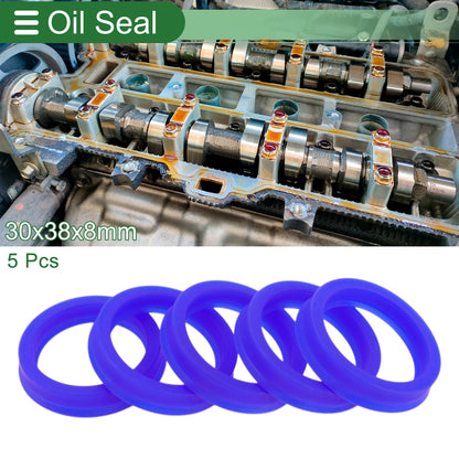Oil Seal 30x38x8mm TPU Rotary Shaft Seal High Pressure Blue 5 Pcs