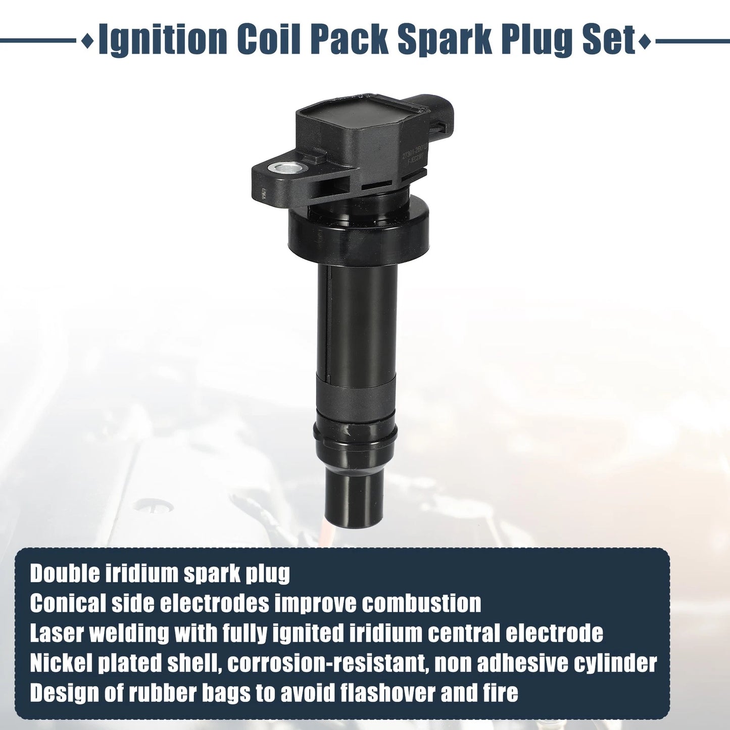 Ignition Coil for Hyundai Accent 1.6L (2004-2015) - 1 Pcs Black