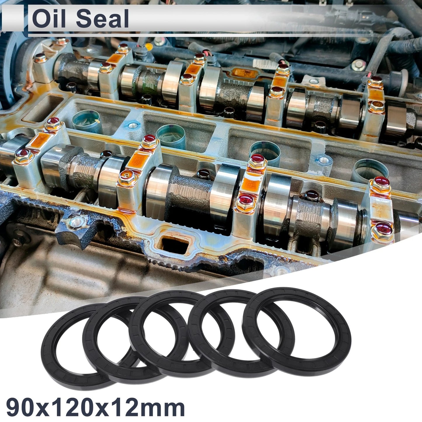 Oil Seal Rotary Shaft Seal NBR Rubber 90x120x12mm Black 5 Pcs