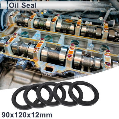 Oil Seal Rotary Shaft Seal NBR Rubber 90x120x12mm Black 5 Pcs
