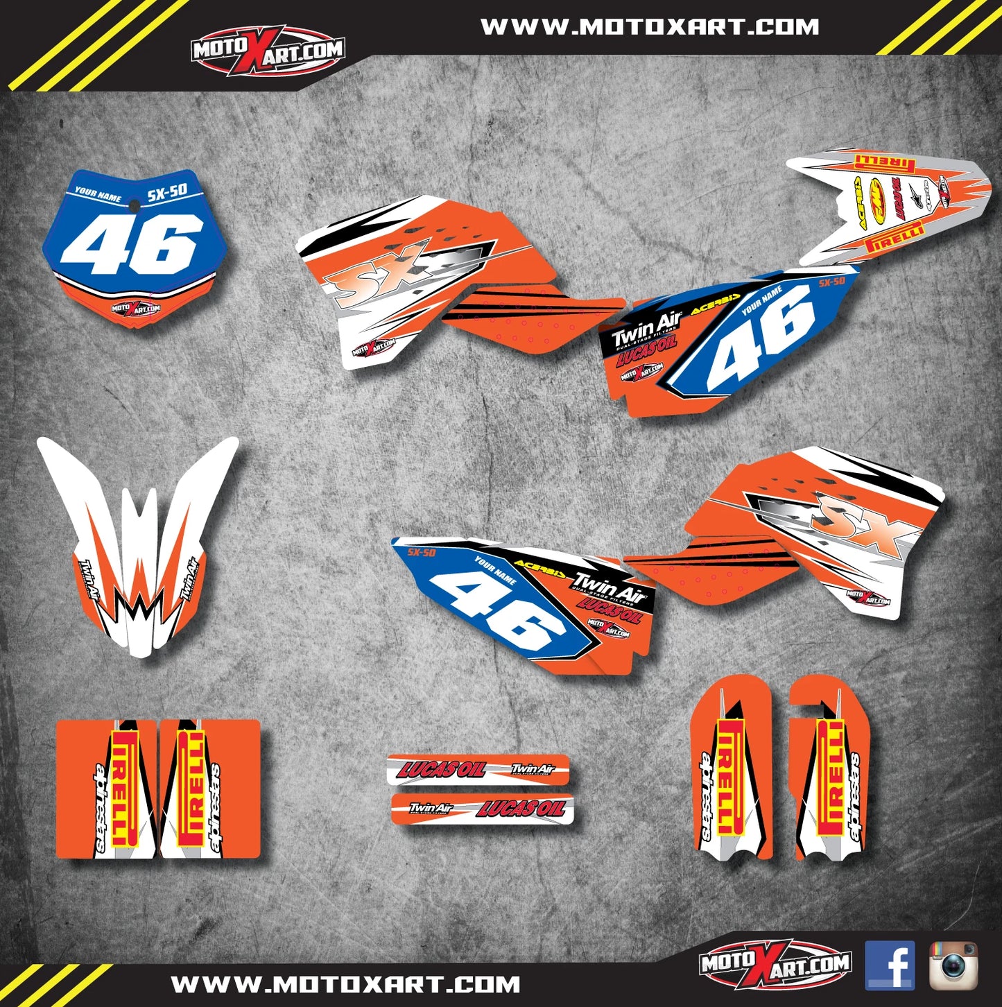 Custom Graphic Kit - SHOCKWAVE Stickers for KTM 50 SX (2009-2015)