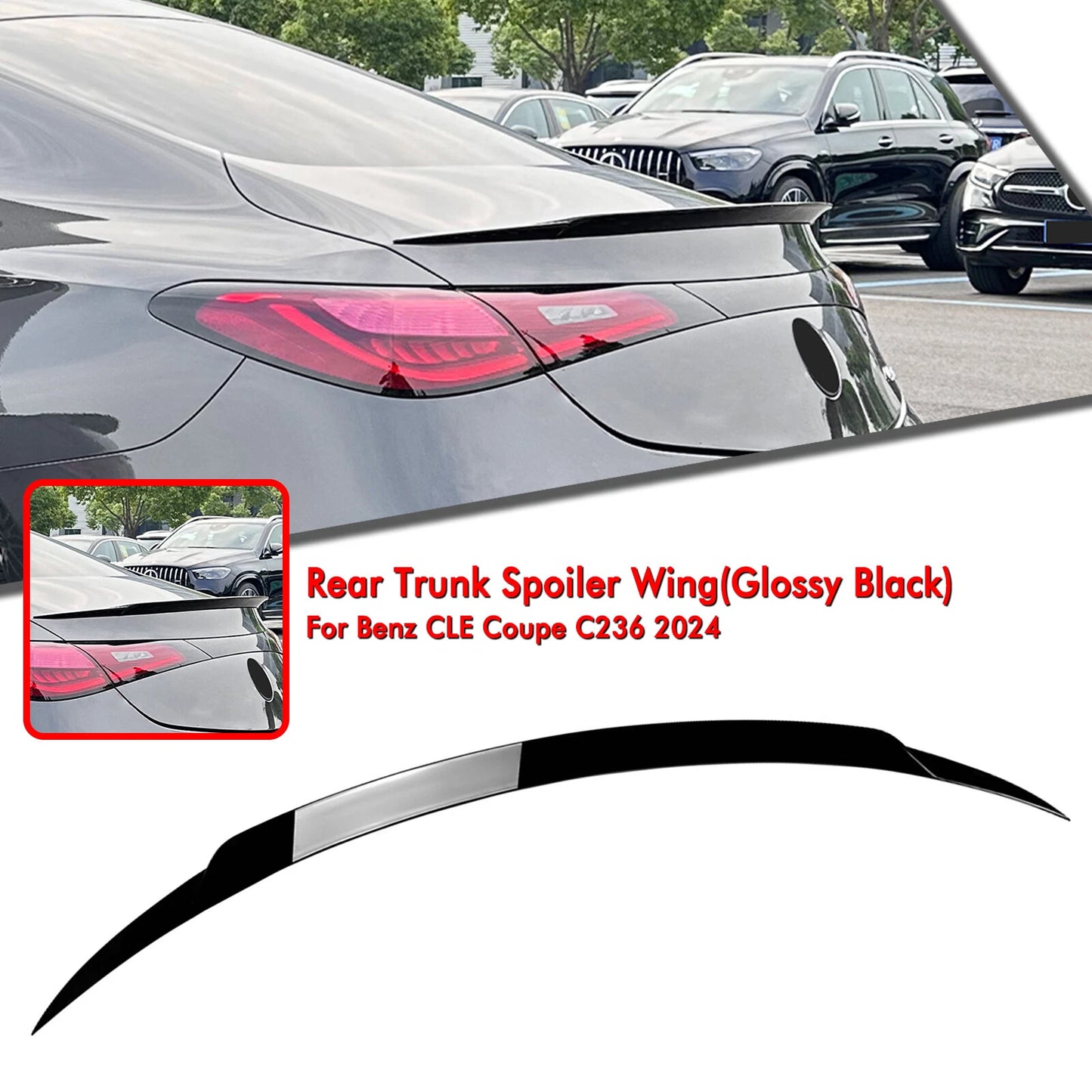 Rear Spoiler Lip for Mercedes Benz CLE Coupe C236 (2024-2026) Gloss Black