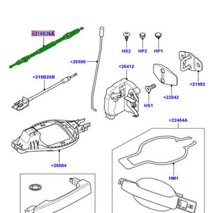 Rear External Door Release Control Cable for Land Rover Range Rover (2003-2012)