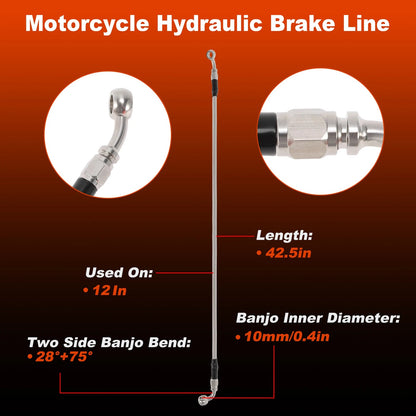 42.5" Hydraulic Front Brake Line Kit for Harley Sportster XL (2004–2024)