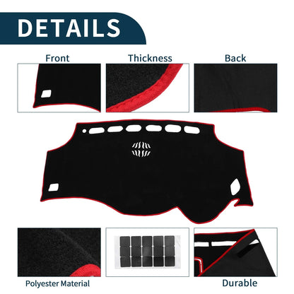 Dashboard Cover Mat for Toyota Vellfire (2008-2015) Black Red 1 Set