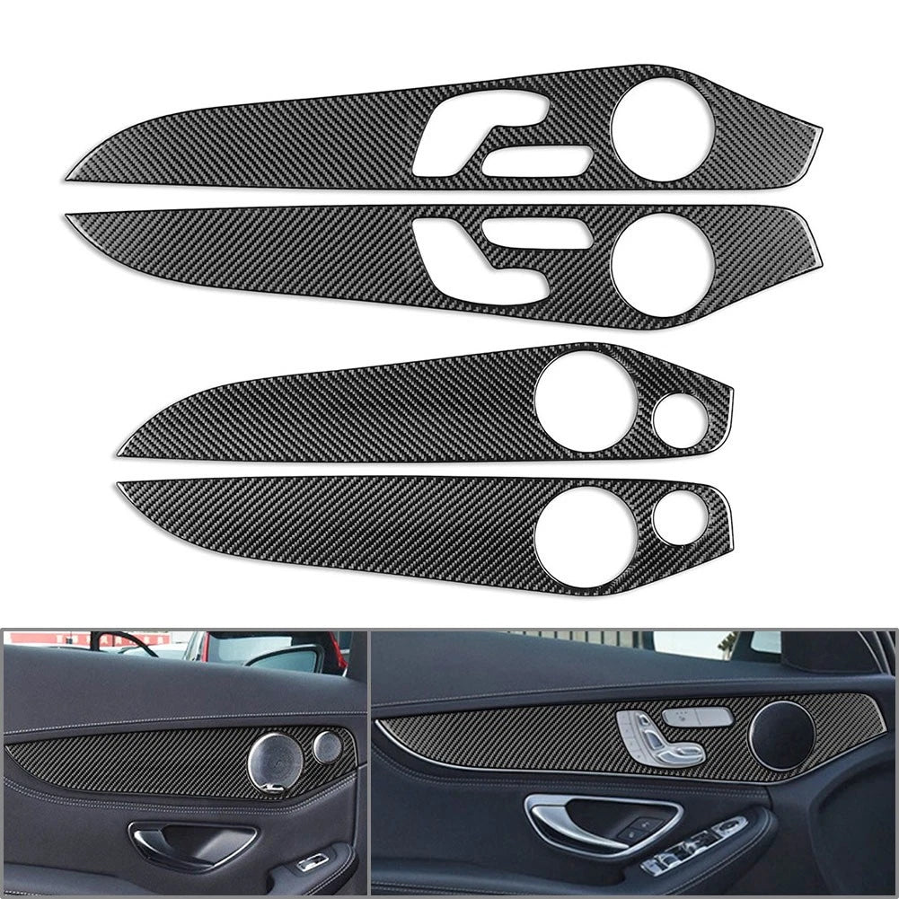 Carbon Fiber Black Interior Door Panel Cover Trim for GLC Class (2016-2021)