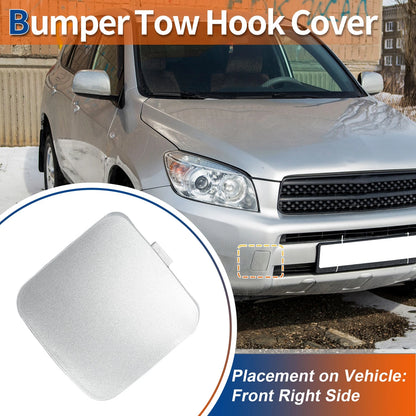 Front Bumper Tow Hook Cover for Toyota Rav4 (2009-2011) Silver Tone