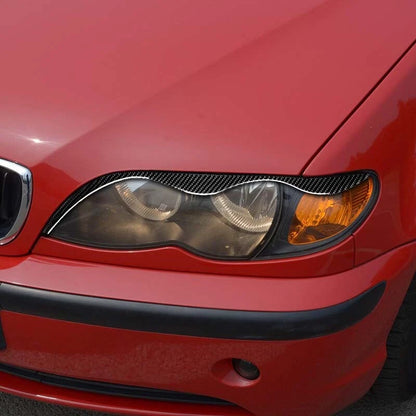 Carbon Fiber Headlight Eyebrow Eyelids Trim fit For BMW 320I 325i1998-2005