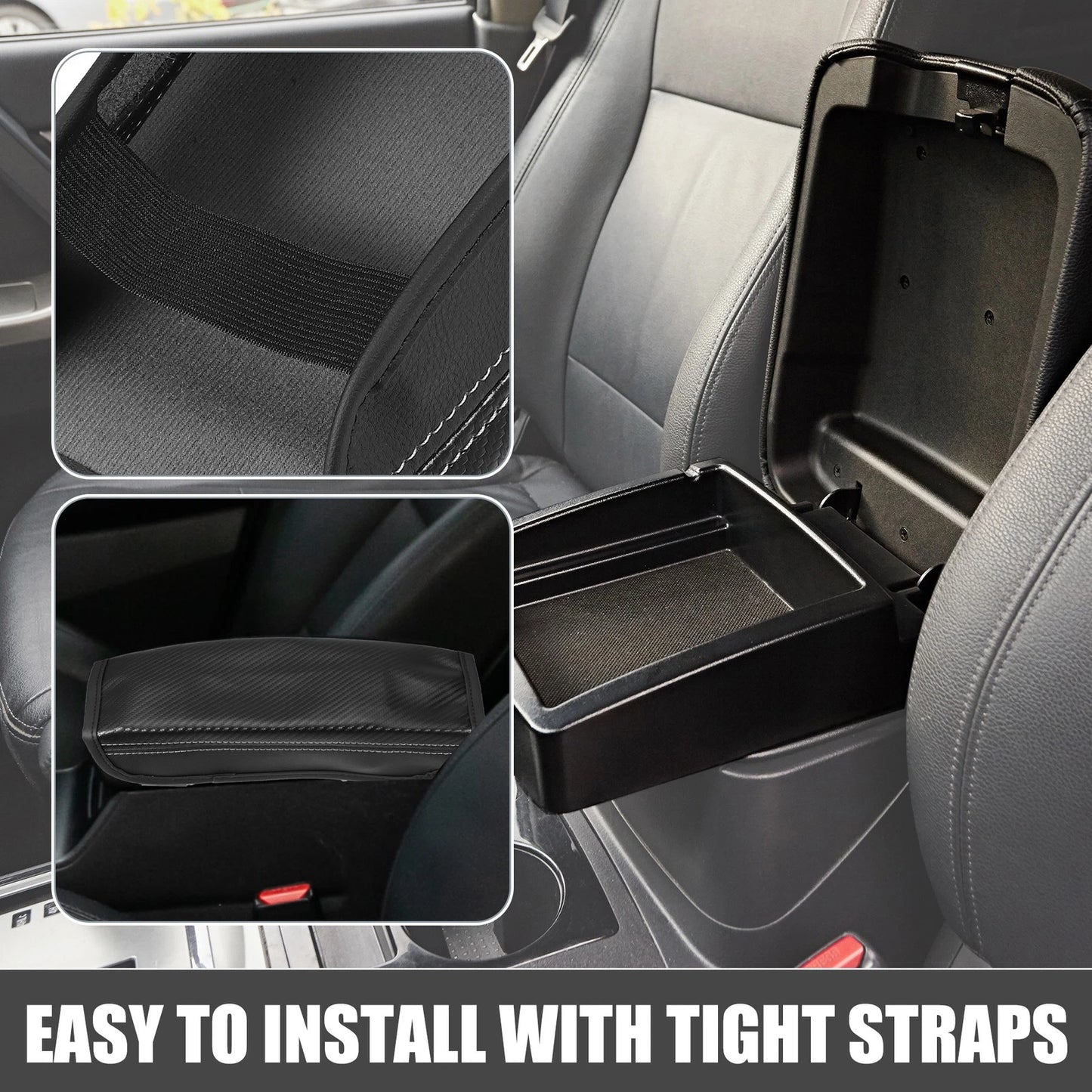 Center Console Cover Pad for Hyundai Tucson 2016-2021 Carbon Fiber Black