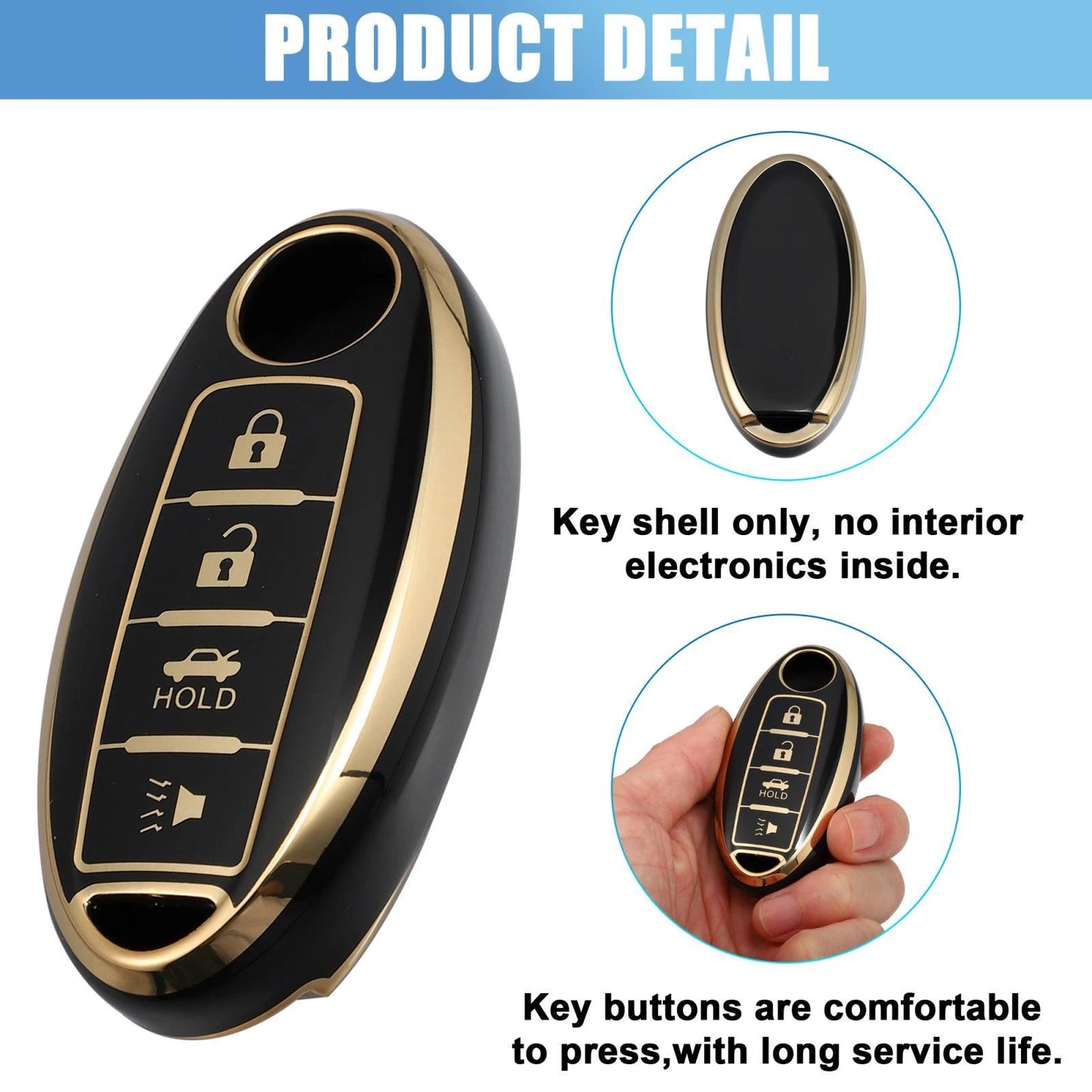 Silicone Car Smart Key Fob Case Cover INFINITI QX80 Protector Black