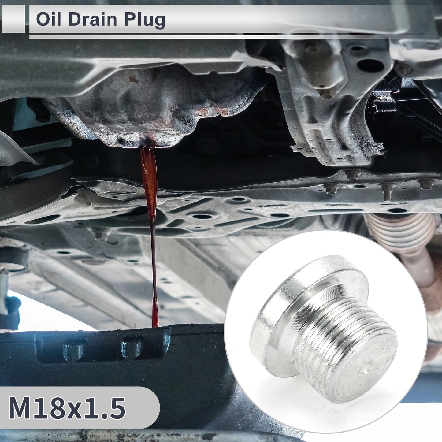M18x1.5 0.71" Height Engine Oil Drain Plug with Gasket for Car Motorcycle